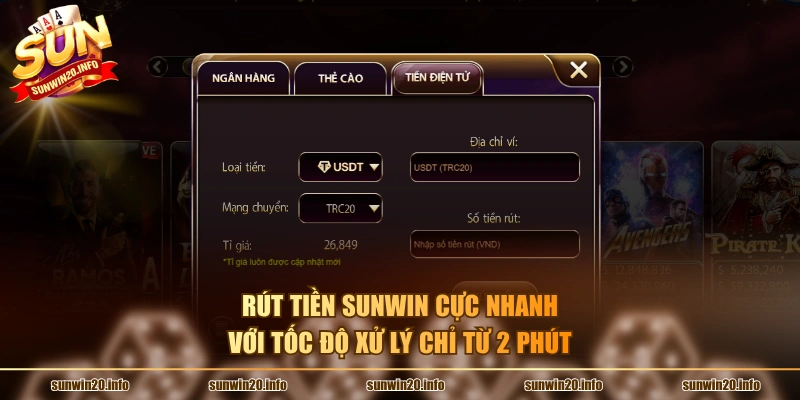 Rút tiền Sunwin cực nhanh với tốc độ xử lý chỉ từ 2 phút